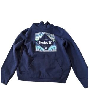 Hurley Boys Navy Blue Pullover Hoodie Graphic Logo Sweatshirt Established 1999